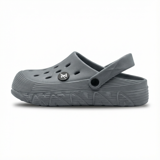 Unisex Dark Grey Lightweight Clogs | Cushioned Comfort Slip-On Footwear