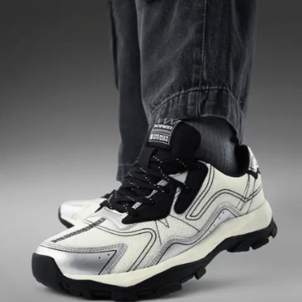 Zubax Men’s Chunky Sneakers | Latest Stylish White & Silver Casual Shoes for Daily Wear & Outdoors - Image 4