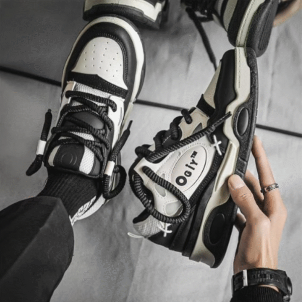 Zubax OgiY Unisex Chunky Sneakers | Stylish Black & White Casual Shoes for Men & Women | Latest Design for Daily & College Wear - Image 3