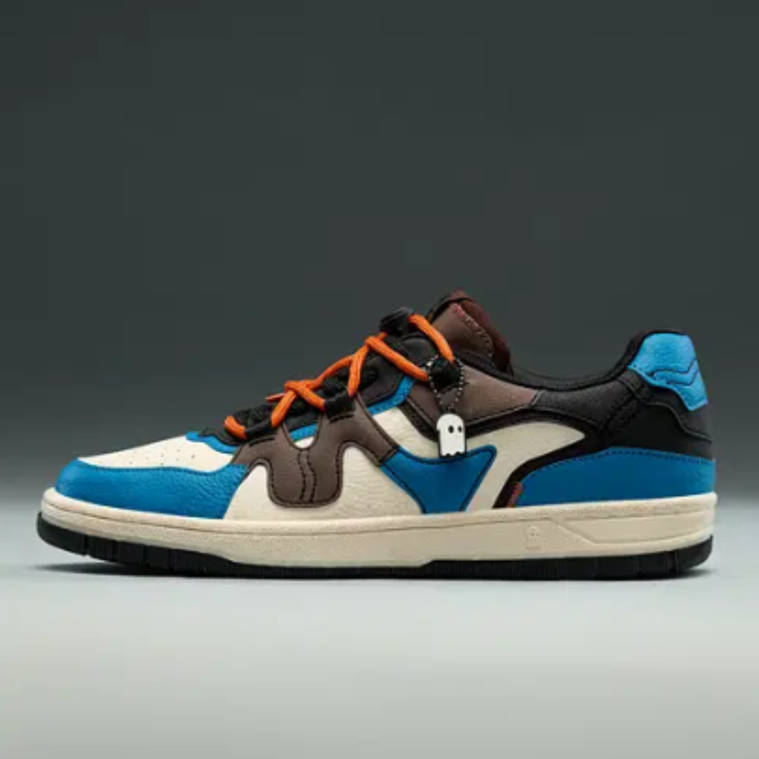 Zubax Men’s Colourblocked Retro Fashion Sneakers | Stylish Blue & Brown High-Street Casual Shoes for Men - Image 4
