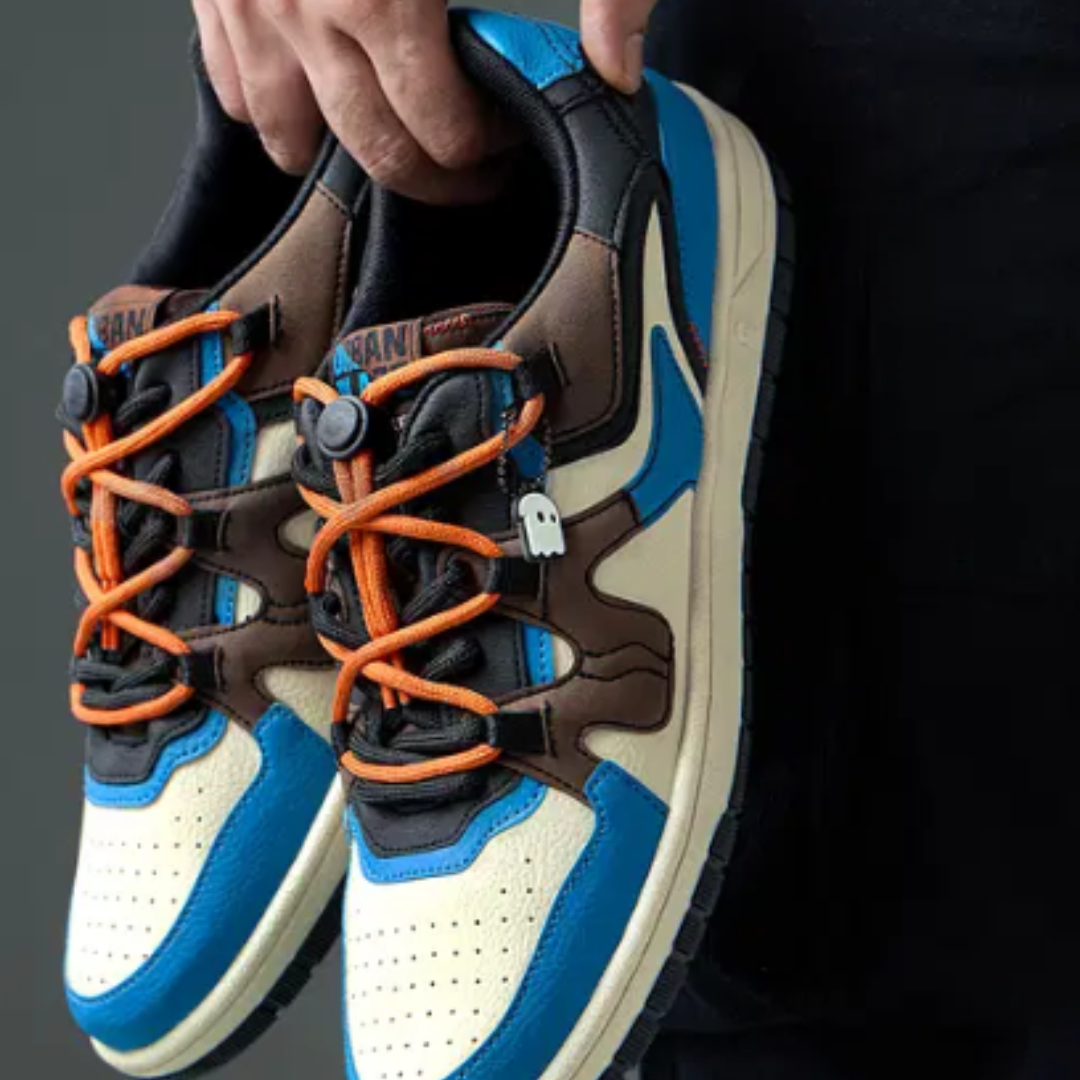 Zubax Men’s Colourblocked Retro Fashion Sneakers | Stylish Blue & Brown High-Street Casual Shoes for Men - Image 5
